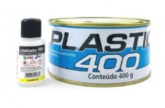 Massa plástica branca com catalisador 400g marca Maxirubber