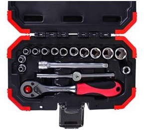 Jogo soquete sextavado r49003016 encaixe 1/4" 16 peças 4-13mm marca Gedore red