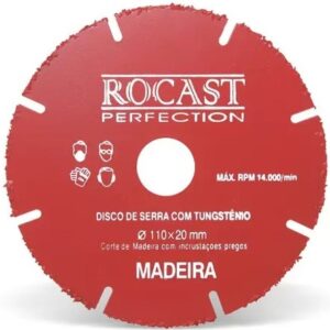 Disco serra madeira tungstênio 110mm x 20mm marca Rocast